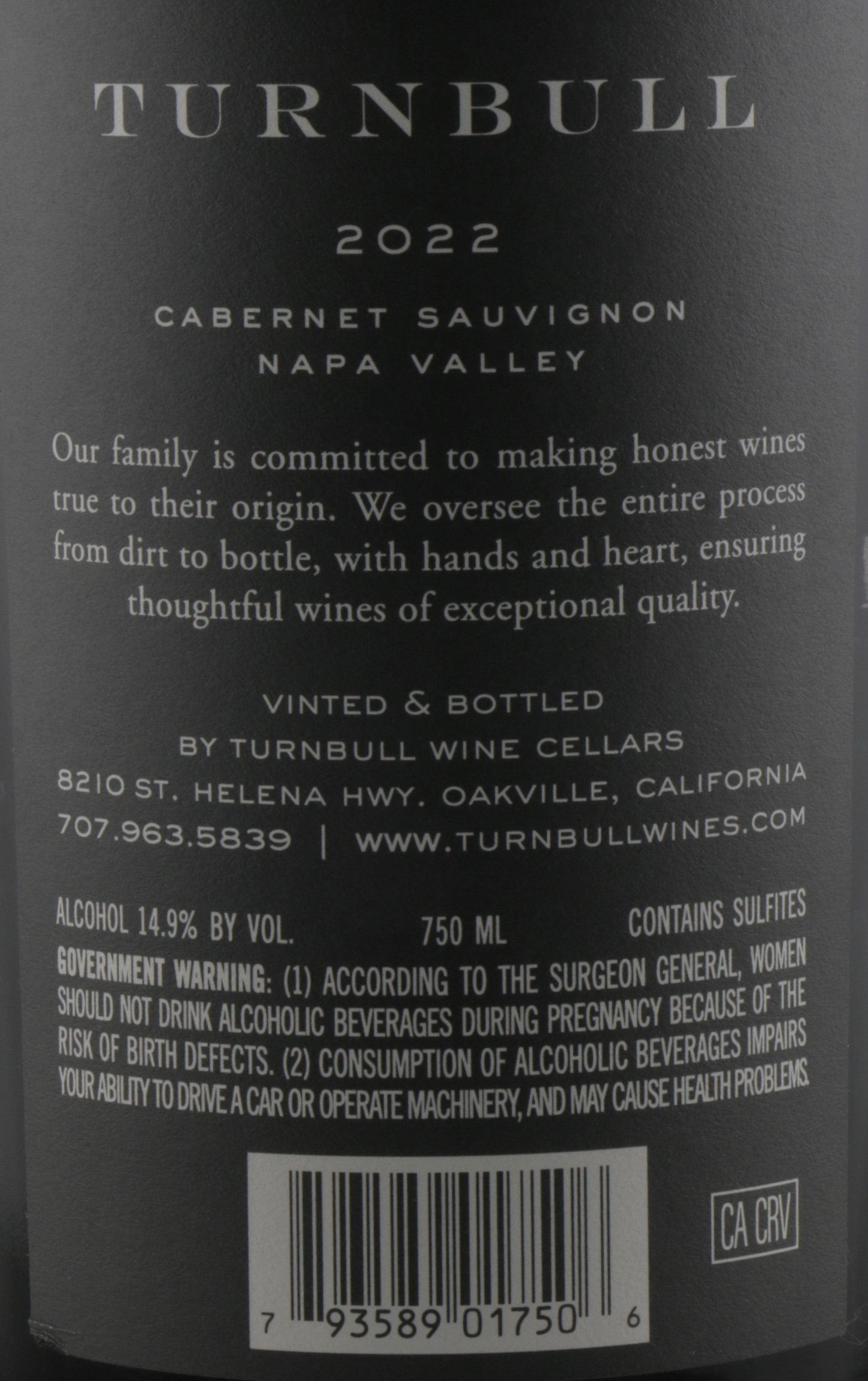 Turnbull Napa Valley Cabernet 2022 | Bold Napa Red Wine.