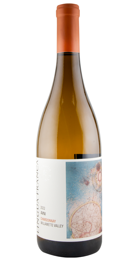 Wine bottle with a label on a white background