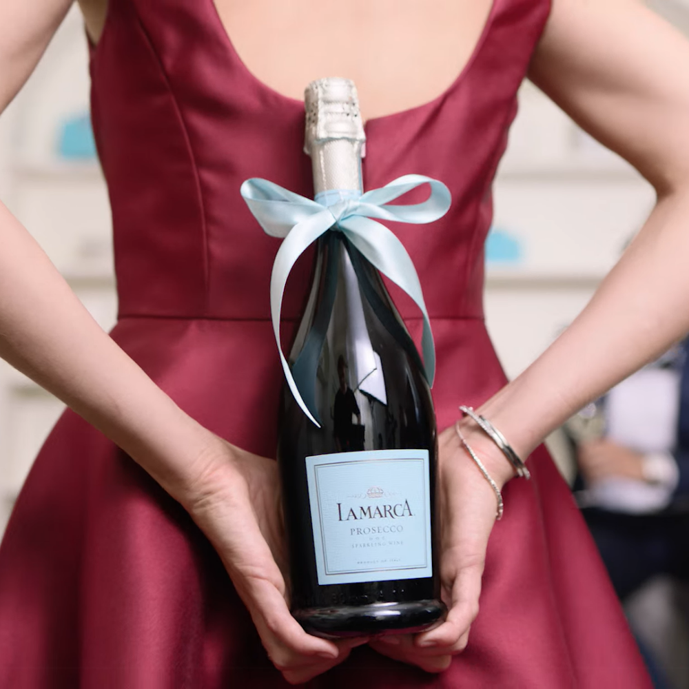 Sparkling Wine Gift with a bow. 