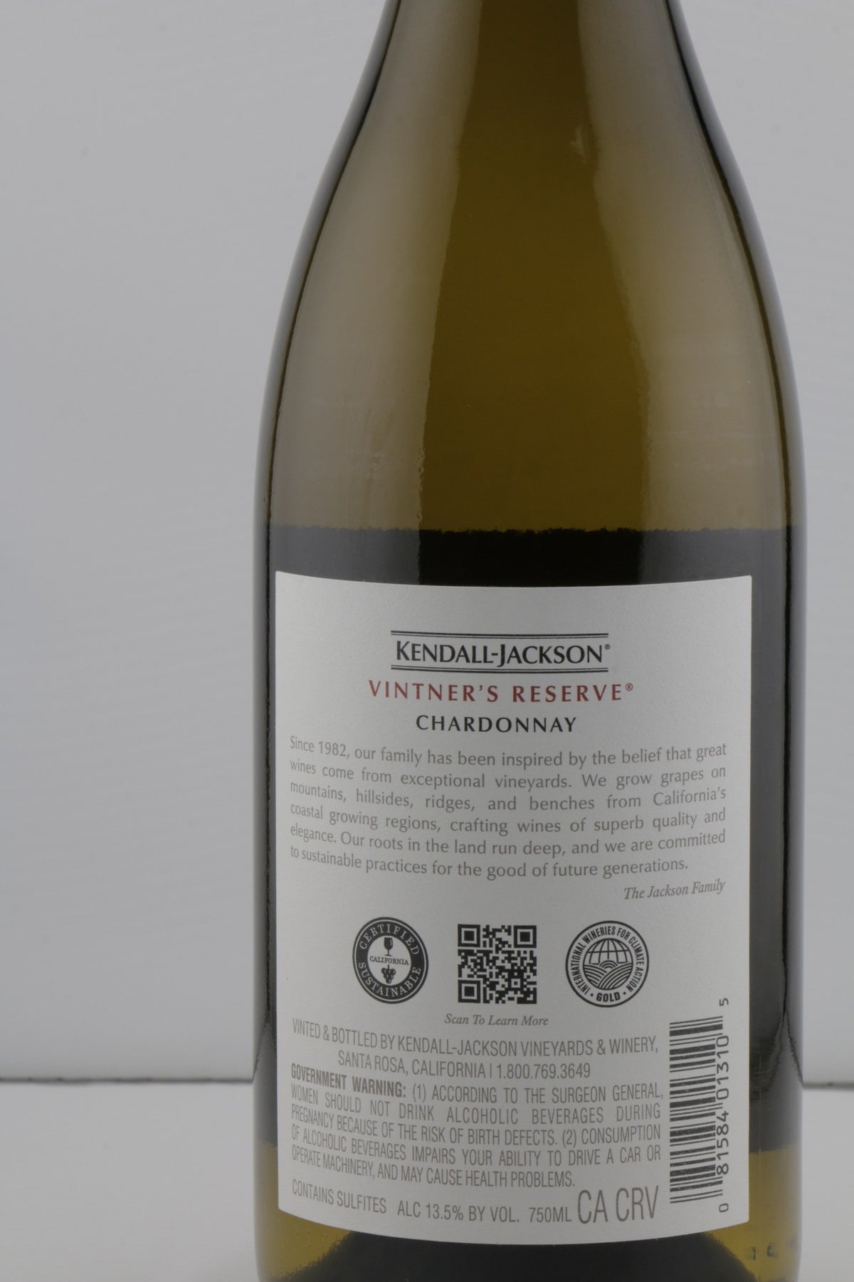 Kendall-Jackson Vintner's Reserve Chardonnay 2024 back label