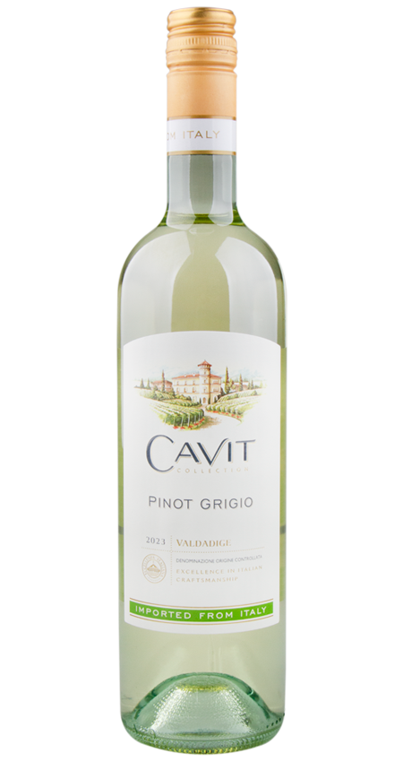 A bottle of Cavit Pinot Grigio 2023 wine