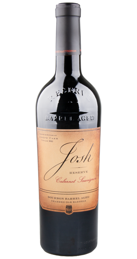 A bottle of Josh Cellars Res Bourbon Barrel Aged Cabernet 2021 wine