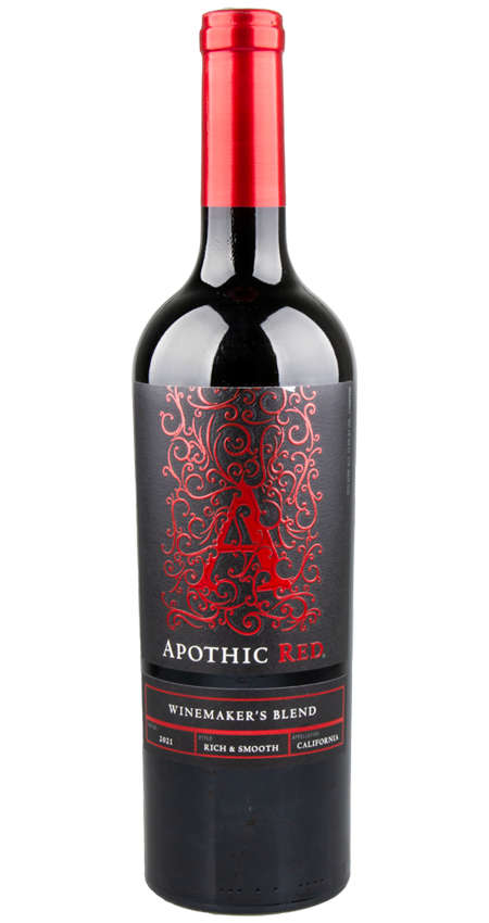 A bottle of Apothic Red 2021 wine