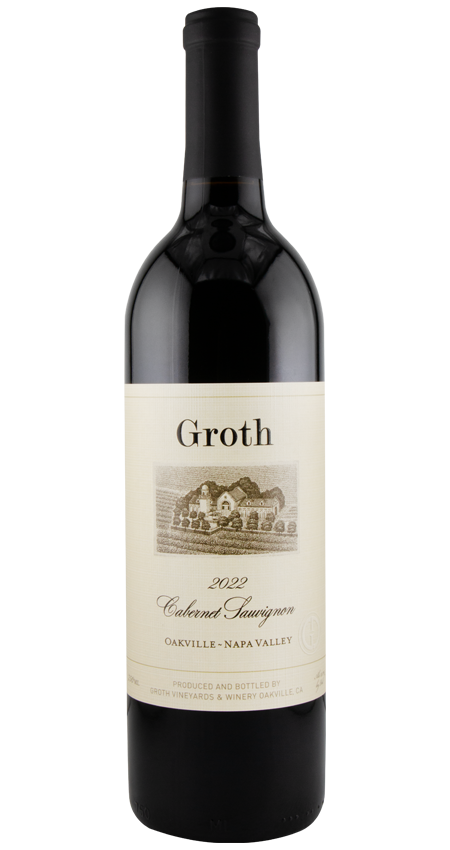 Bottle of Groth Cabernet 2022 Tan and black label 