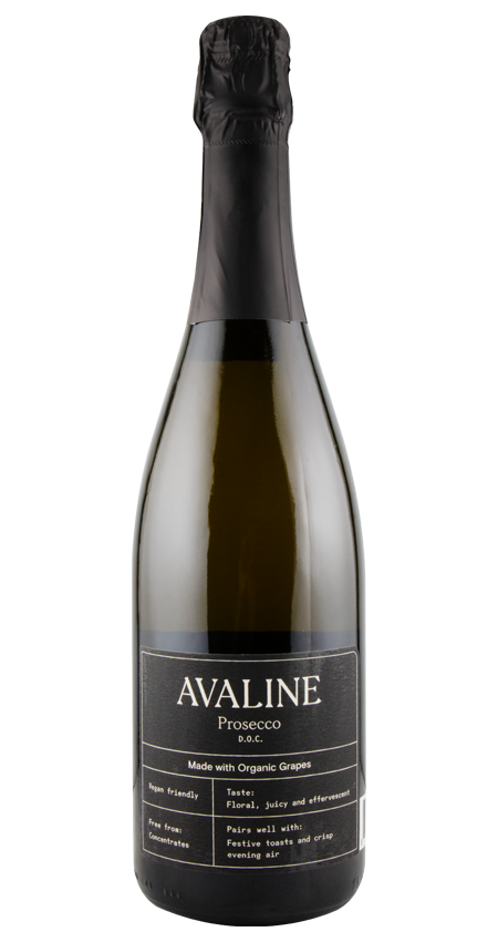 Avaline Prosecco bottle on a white background