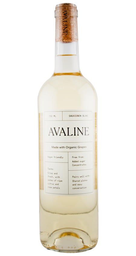 Avaline Sauvignon Blanc wine bottle on a white background