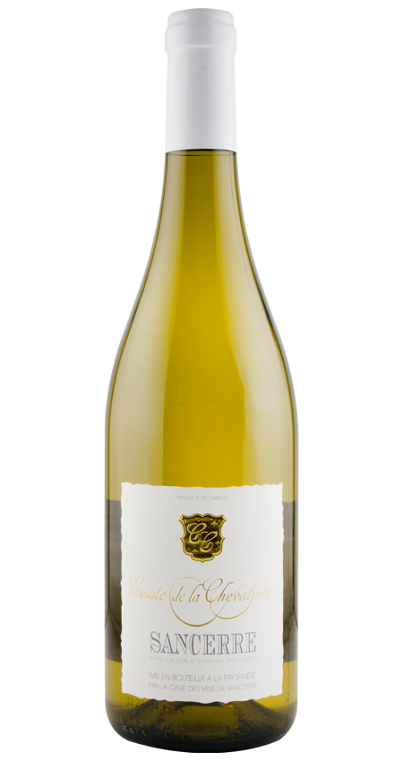 Wine bottle labeled 'Sancerre' on a white background