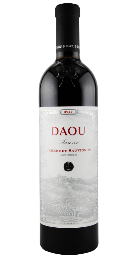 Daou Cabernet with black seal on white label 