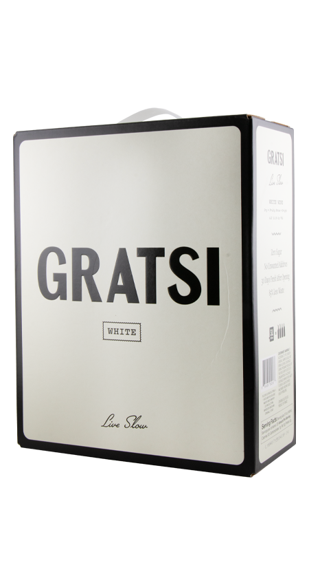 Gratsi white wine box on a white background