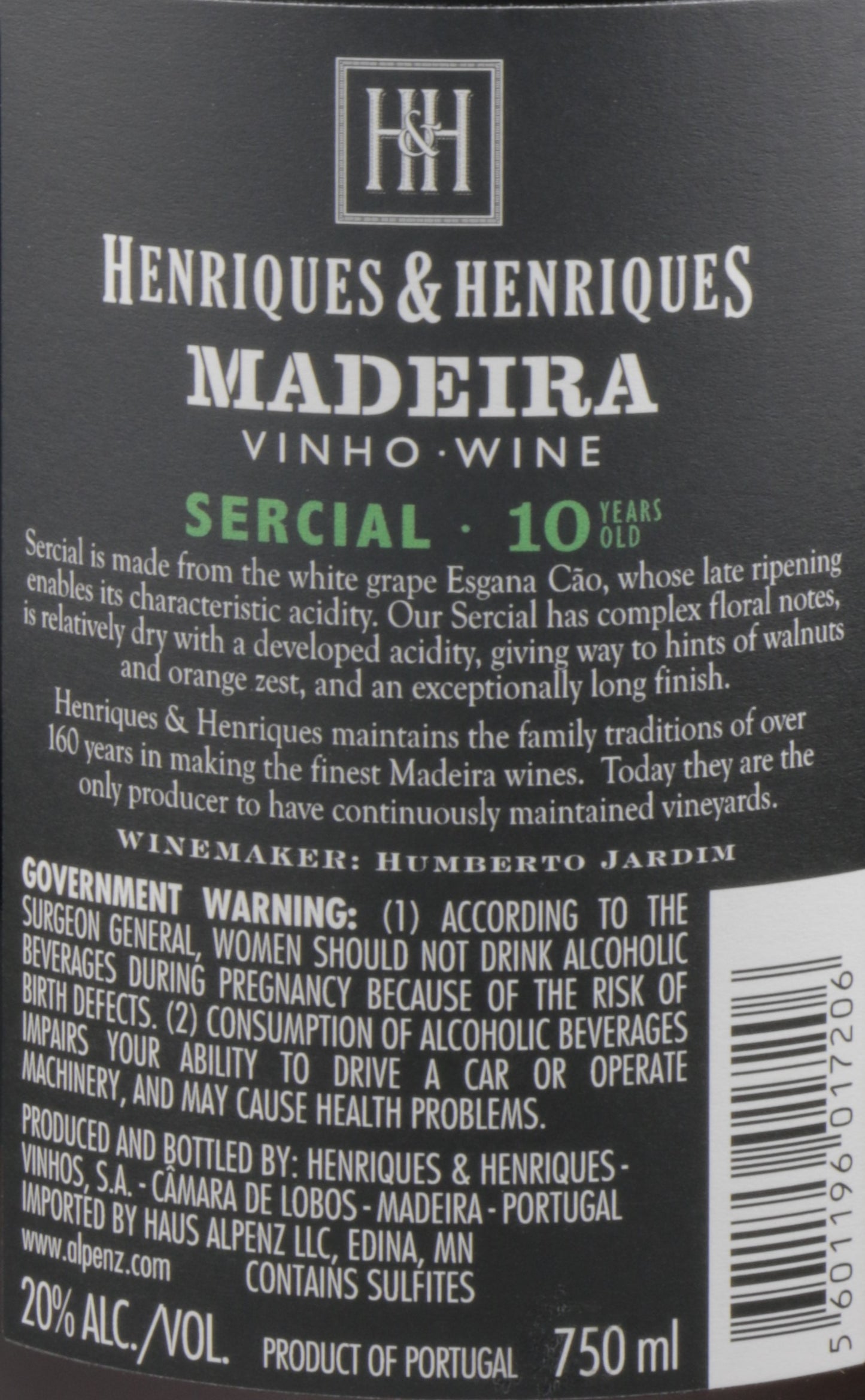 Henriques and Henriques Sercial 10 Year Old Madeira