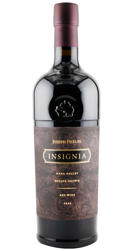 Wine bottle with 'Insignia' label on a white background