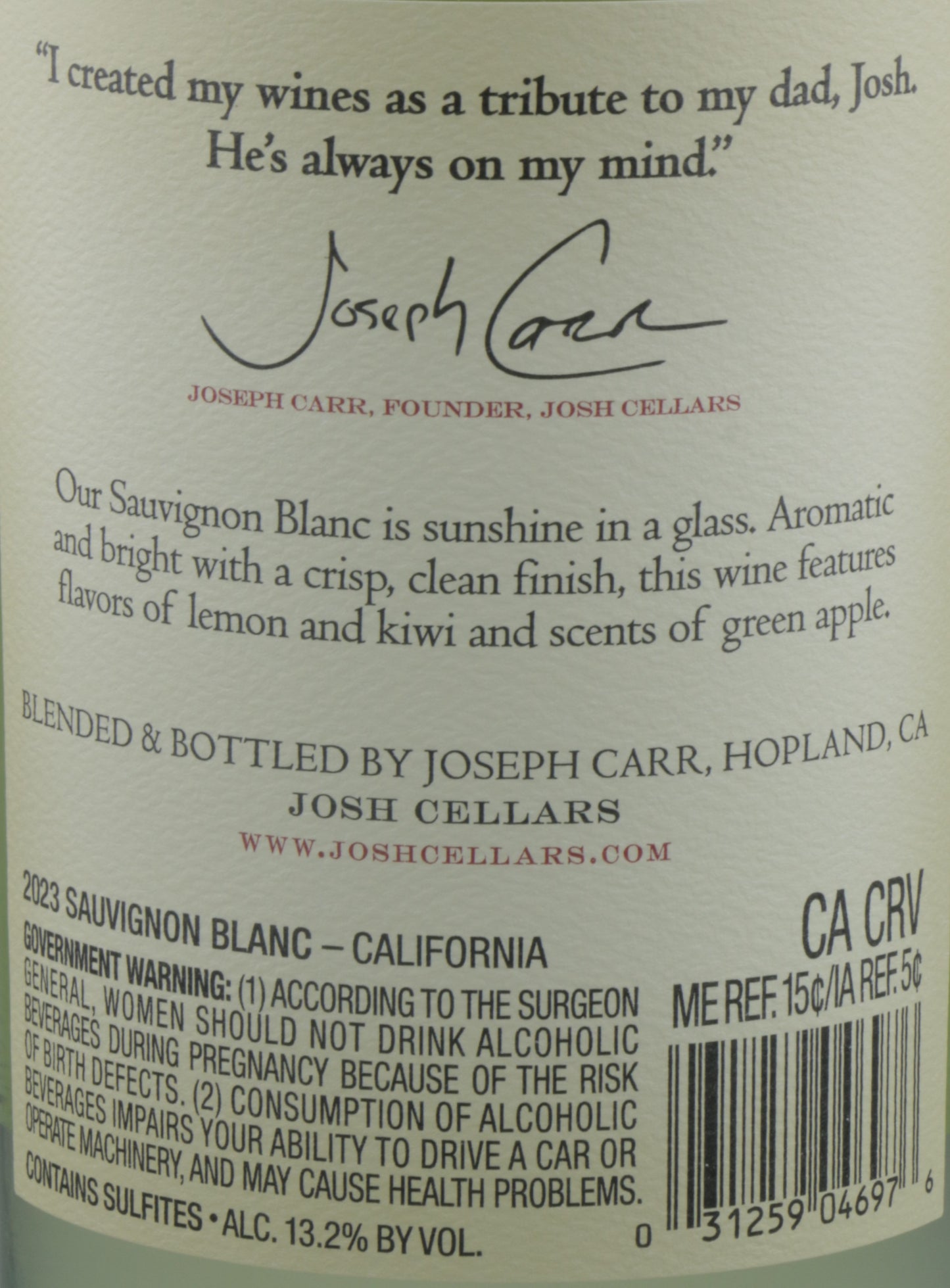 Josh Cellars Sauvignon Blanc California 2023