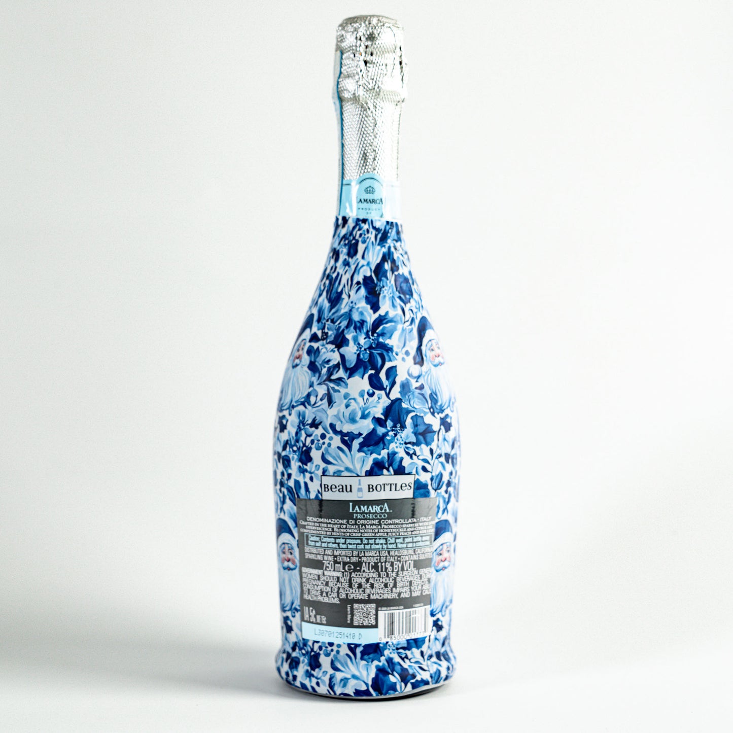 Beau Bottles Blue & White Santa Wrap - Made for La Marca & More