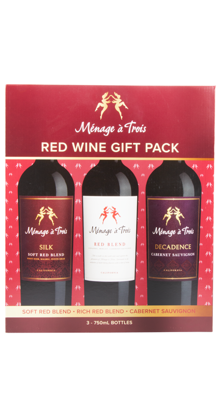 3 pack wine gift set in a red box
