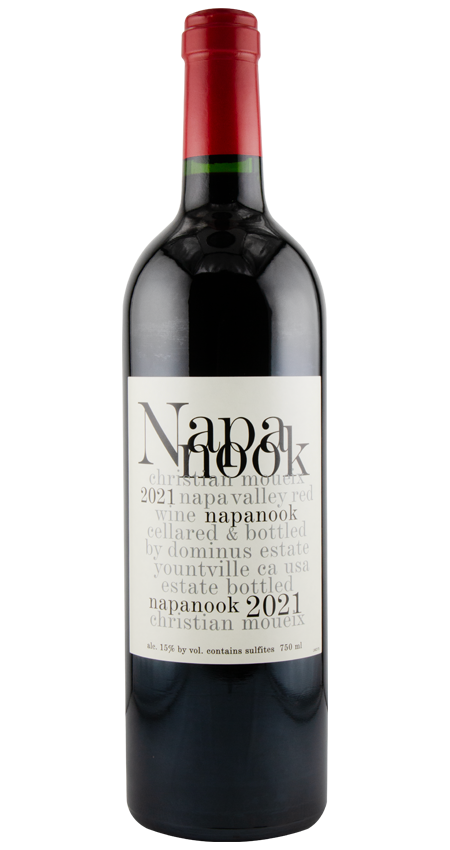 Napa Nook wine bottle with a white label on a white background