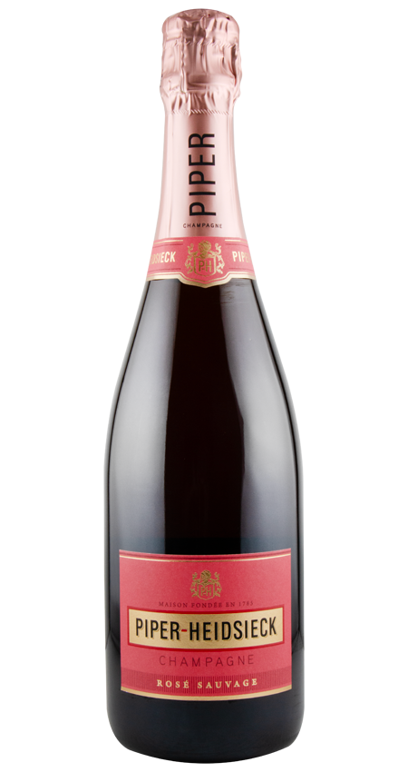 Bottle of Piper-Heidsieck champagne on a white background