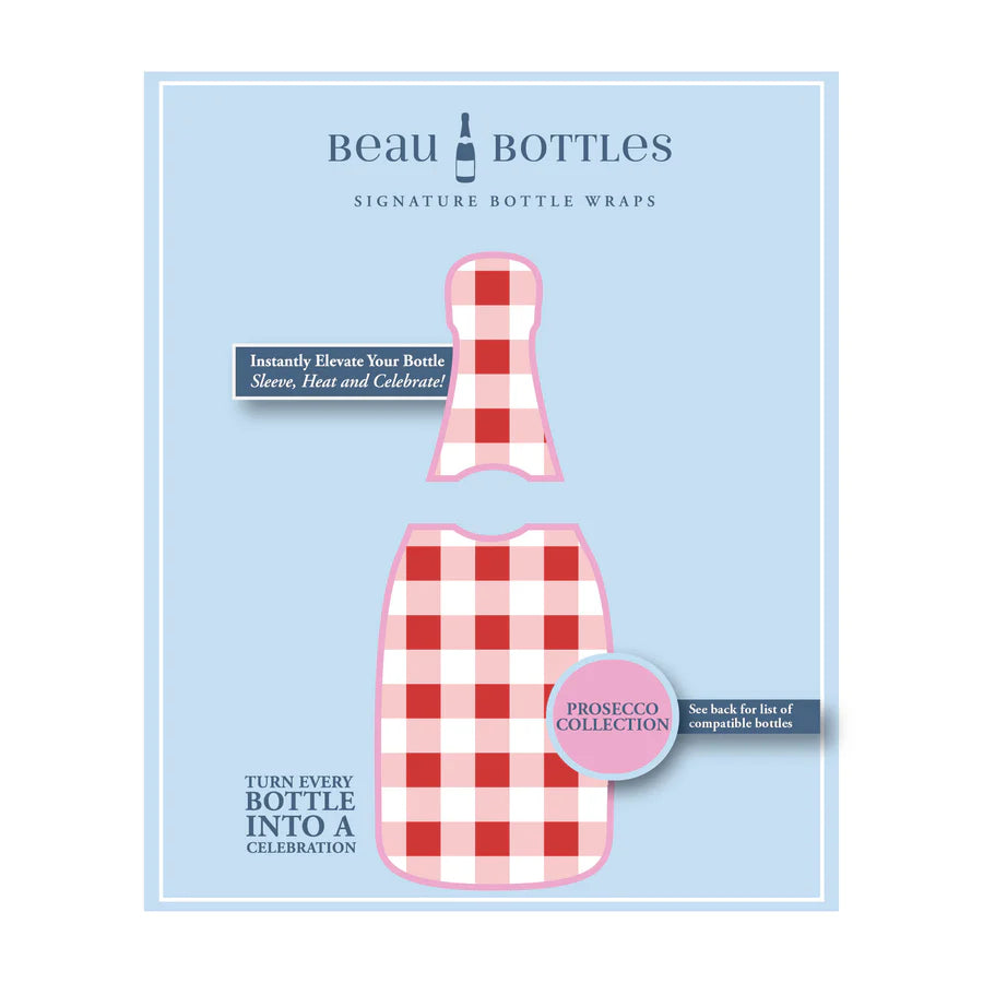 Beau Bottles Red and White Gingham Wrap - Made for La Marca & More
