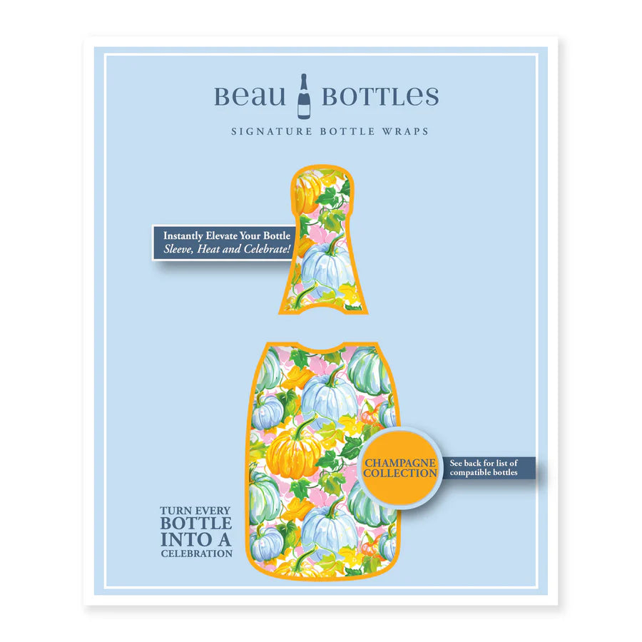 Beau Bottles Orange and Blue Pumpkins Wrap - Made for Veuve & More