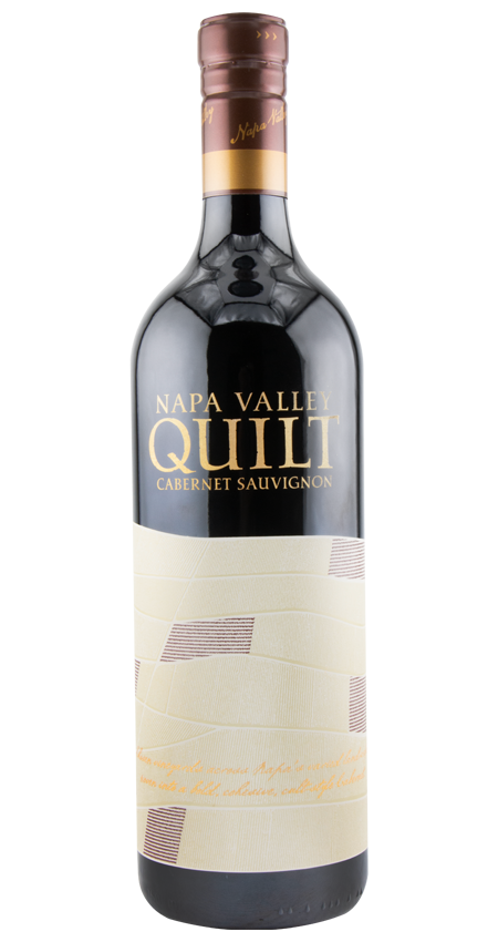 Wine bottle labeled 'Napa Valley Quill Cabernet Sauvignon' on a white background