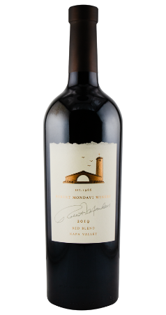 Wine bottle with a label on a white background