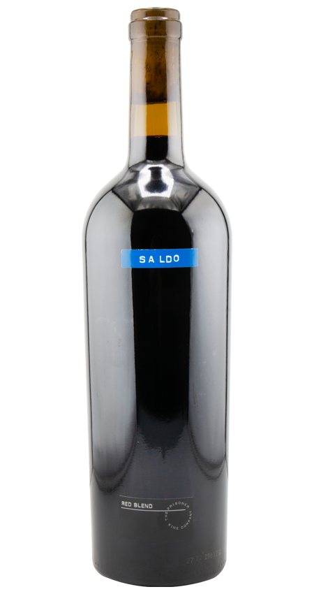 Saldo Red wine black bottle with blue label 
