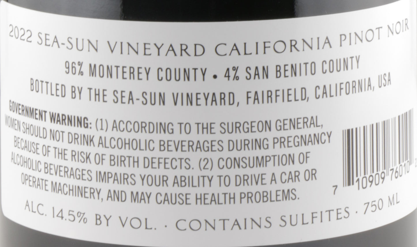 Sea Sun by Wagner Family Pinot Noir 2022 – California