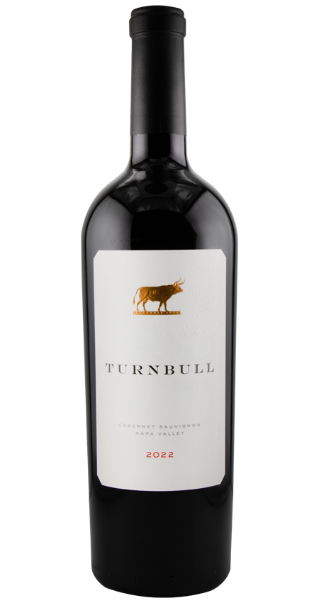 Wine bottle with 'Turnbull' label on a white background