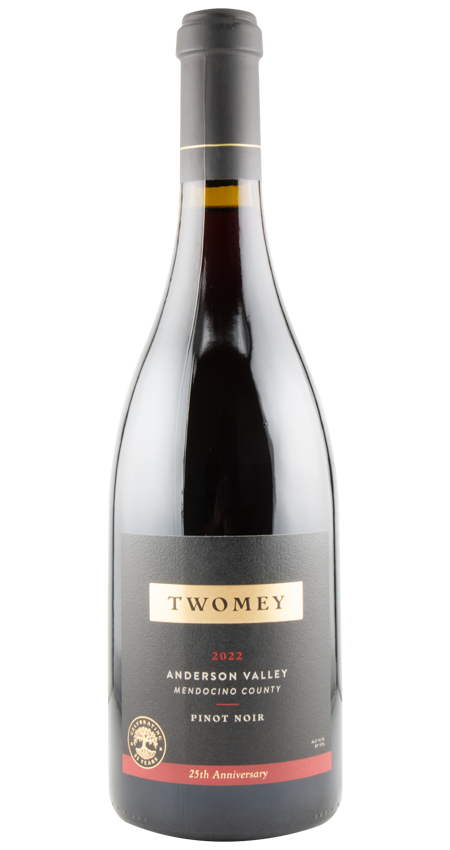 Twomey Pinot Noir wine bottle on a white background