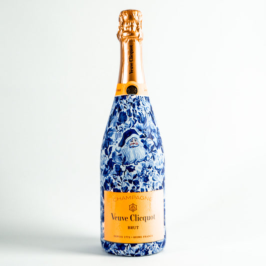 Beau Bottles Blue & White Santa Wrap - Made for Veuve & More