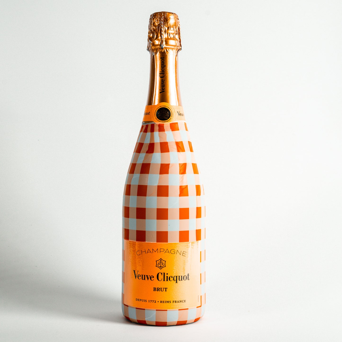 Beau Bottles Orange & White Gingham Wrap - Made for Veuve & More