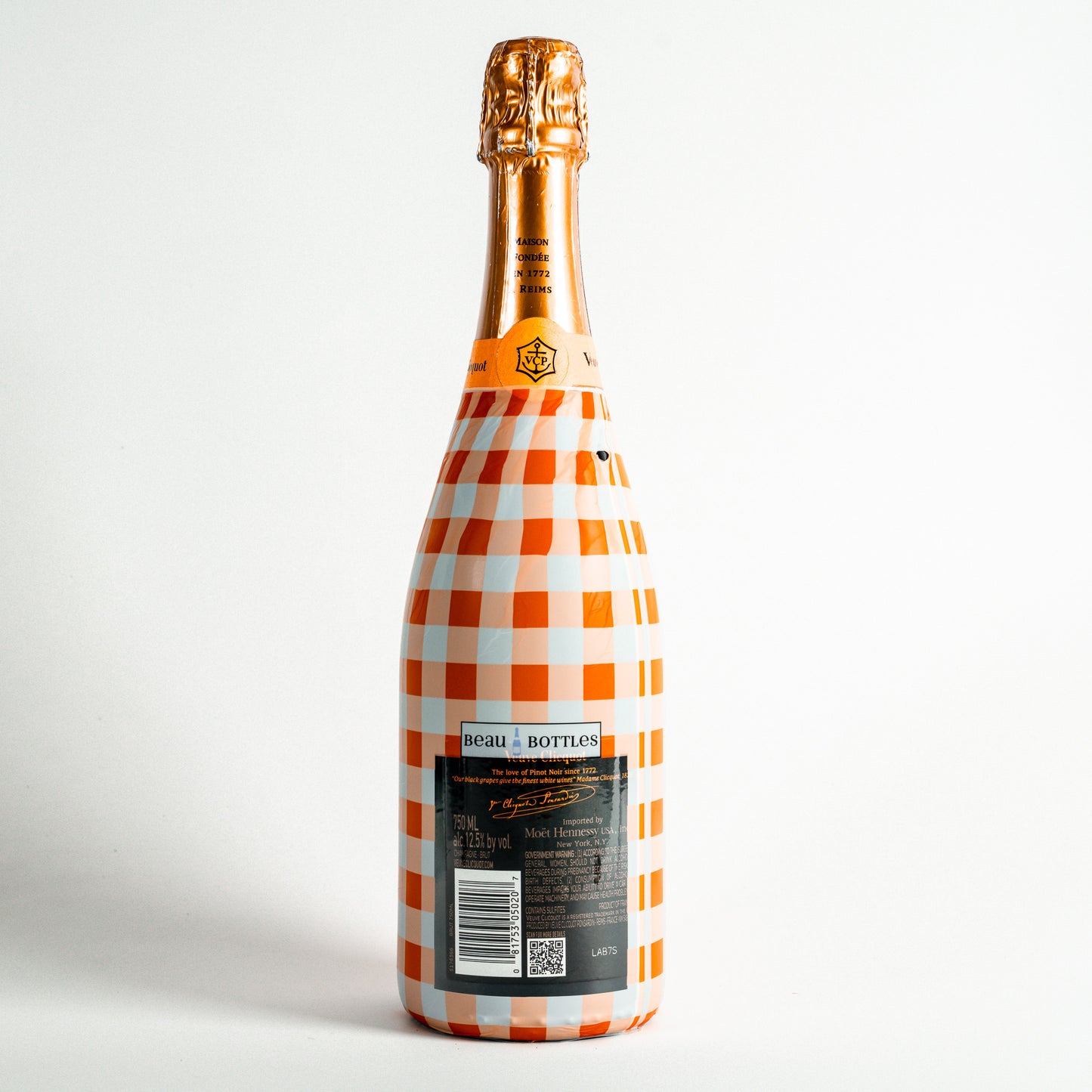Beau Bottles Orange & White Gingham Wrap - Made for Veuve & More