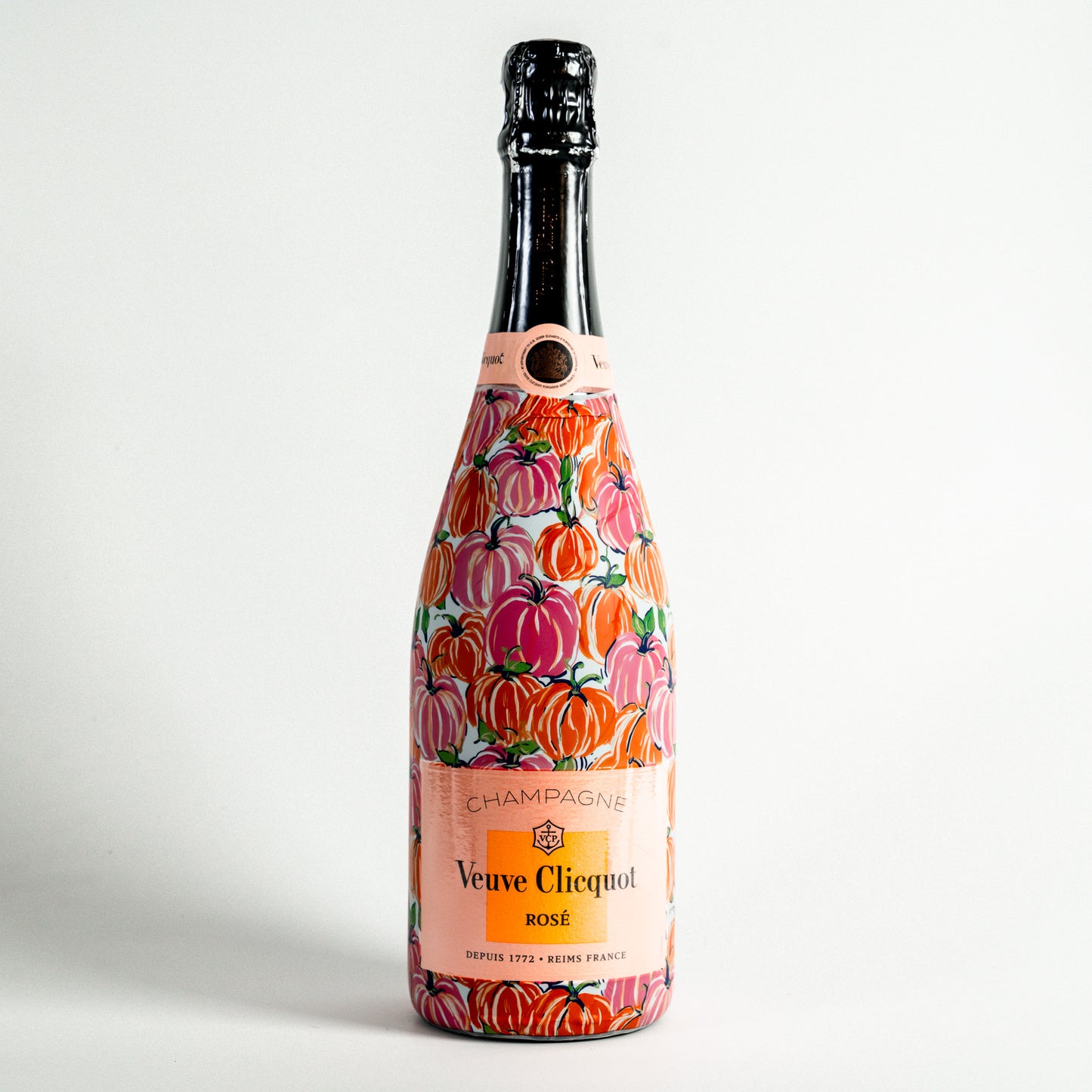 Beau Bottles Pink & Orange Pumpkins Wrap - Made for Veuve & More