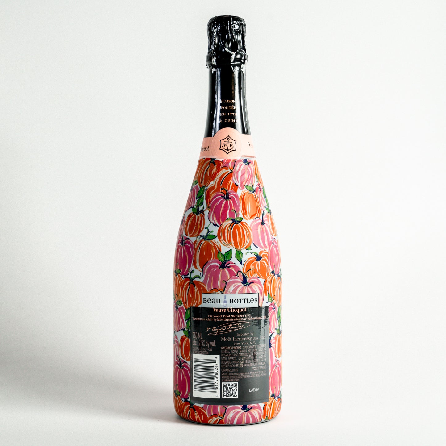 Beau Bottles Pink & Orange Pumpkins Wrap - Made for Veuve & More